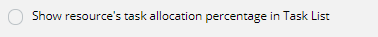 Project Insight setting to show allocation percentage next to resource names on the task list.