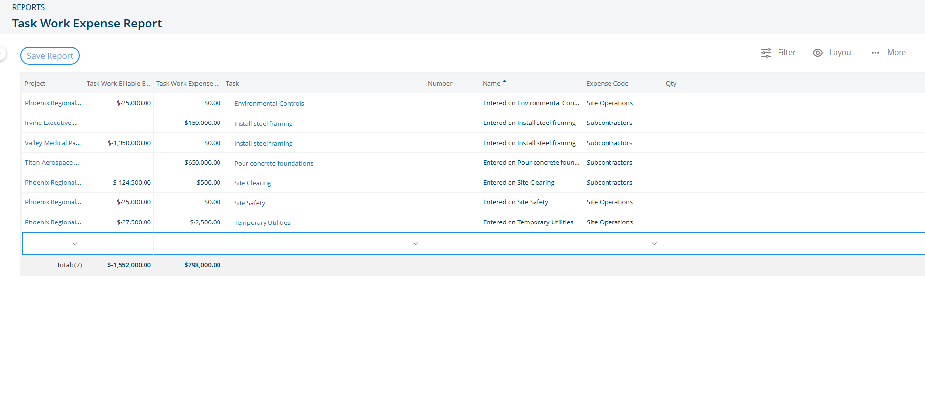 Expense tracking and non-labor project costs in Project Insight