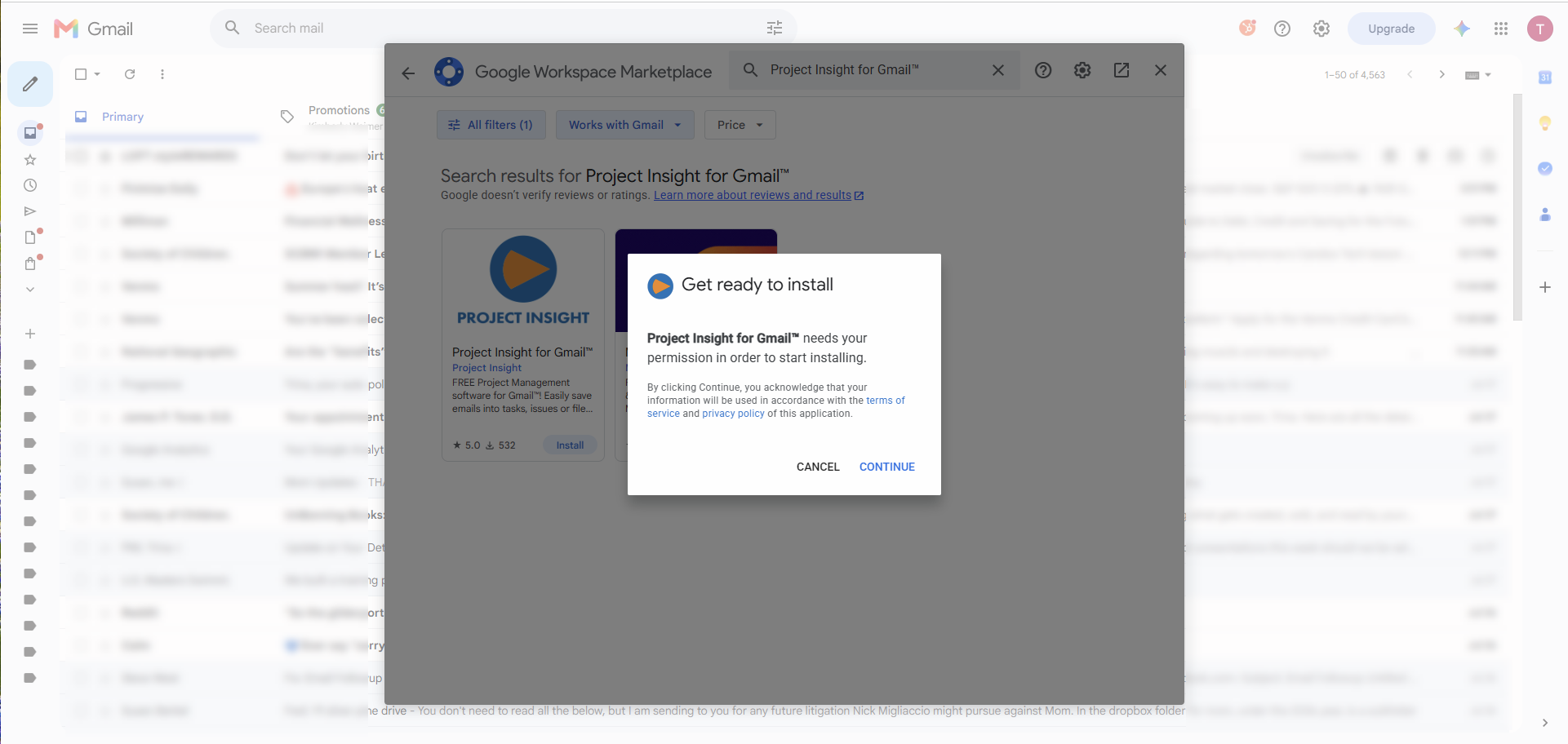 Get ready to install confirmation window